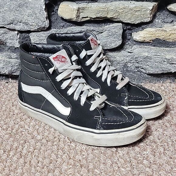 Vans Off The Wall black high top skateboard shoes sz 8 women's men's sz 6.5 - Picture 1 of 9